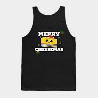 Funny Christmas Kawaii Merry Cheesemas Tank Top